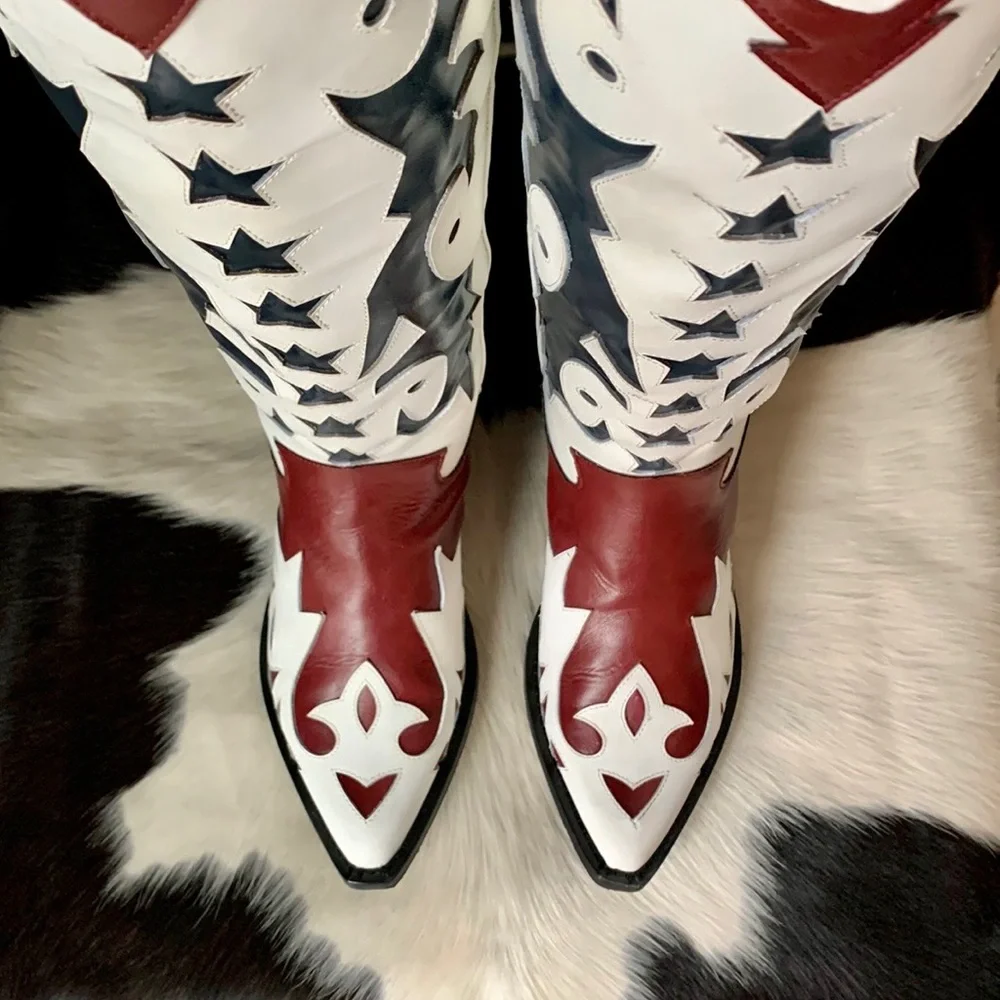 SOLD JEFFREY CAMPBELL Star Tall Knee High Cowboy Cowgirl Western Boots 40 9.5 - Picture 3 of 8